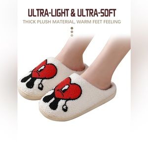 Fun slippers Heart Bunny Slides Soft Plush Christmas Cotton Slippers Keep Warm